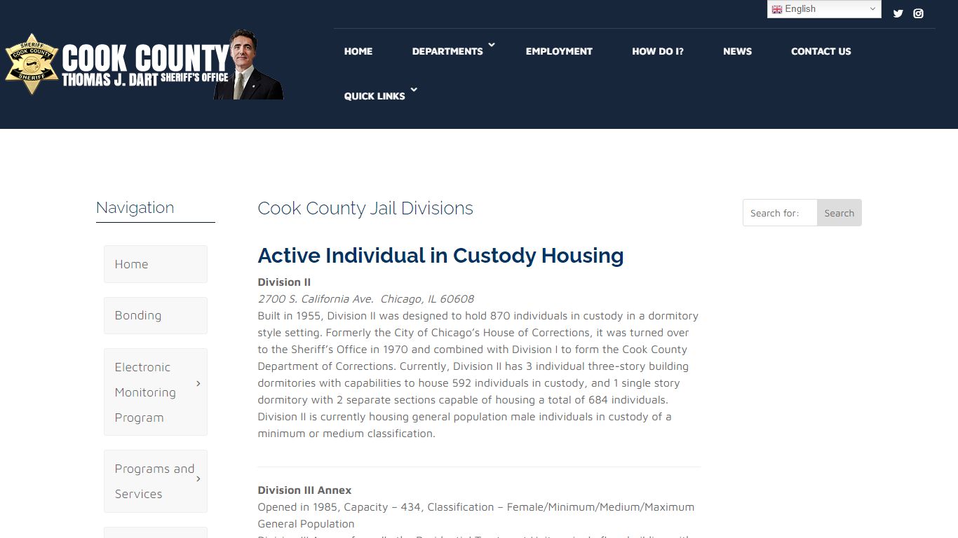 Division of the Cook County Jail